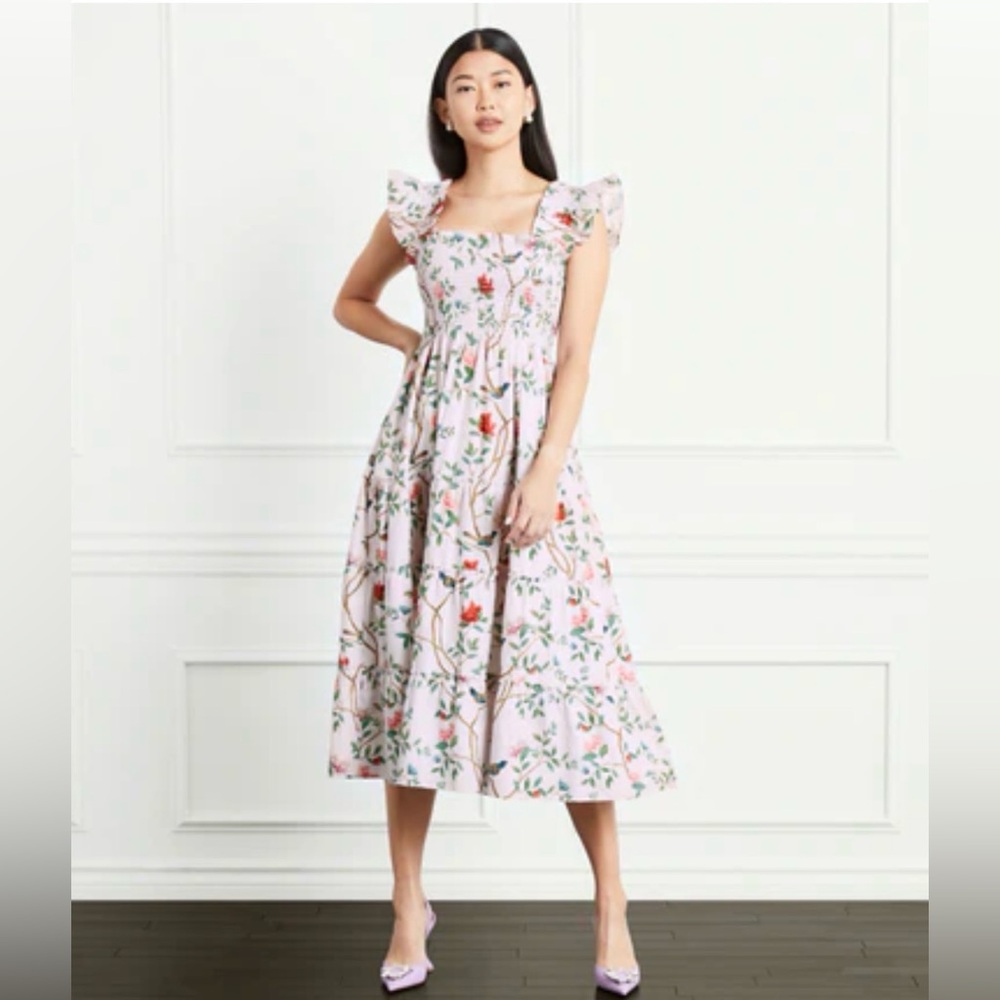 Hill House Pink Floral Midi Dress